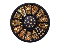 Accesorios para uñas decoradas con pedrería, cristales y apliques de pedrería.