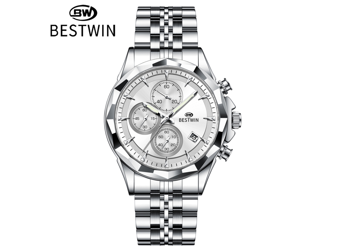 Reloj De Pulsera Personalizado De Seis Agujas Para Hombre (caja Blanca, Reloj Blanco)
