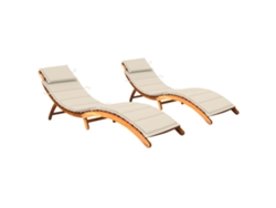 Juego de 2 Tumbonas con cojines Muebles para patio Asientos de jardín madera maciza de acacia
