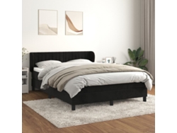 Cama box spring con colchón terciopelo negro 140x190 cm