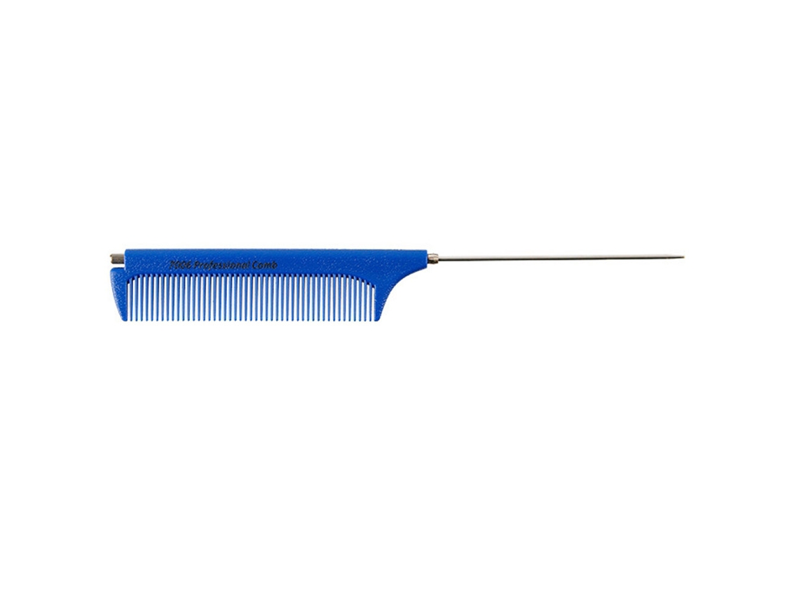 Peine de acero con puntas resistentes para el cabello, herramienta de belleza antiestática, azul.