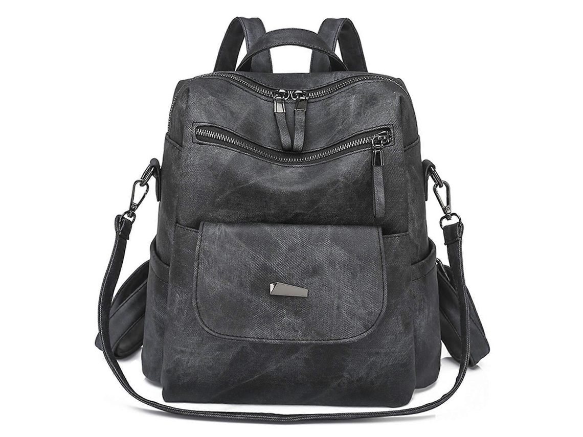 Mochila exclusiva para mujer en piel sintética, un bolso de hombro que combina estilo y funcionalidad, ideal para diversas ocasiones. Color negro.