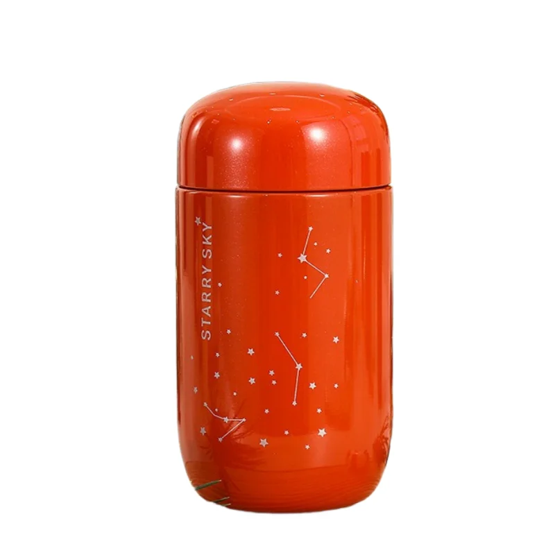 Taza térmica de acero inoxidable 304 a prueba de fugas (naranja, 200 ml), ideal para la oficina y los viajes, tamaño mini.