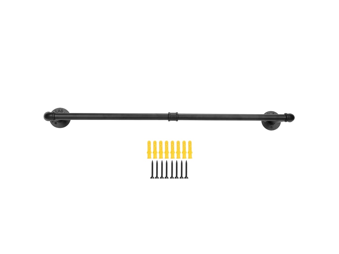 Perchero Tubular Industrial De Pared De 92 Cm Con Capacidad Para 60 Kg, Color Negro.