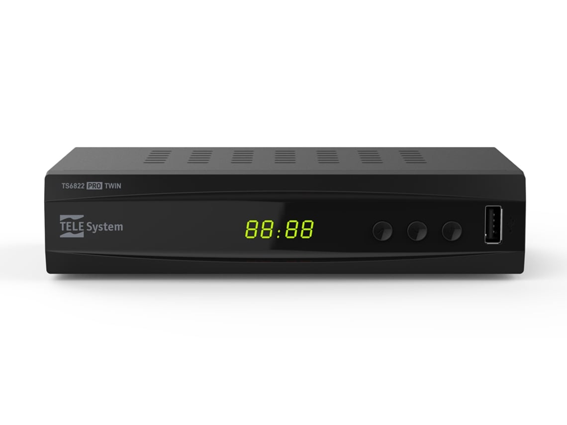 Decodificador digital terrestre DVB-T2 HEVC y sintonizador doble DVB-T2 HD con pantalla y mando a distancia 2 en 1 con controles de TV TELE SYSTEM TS6822 PRO