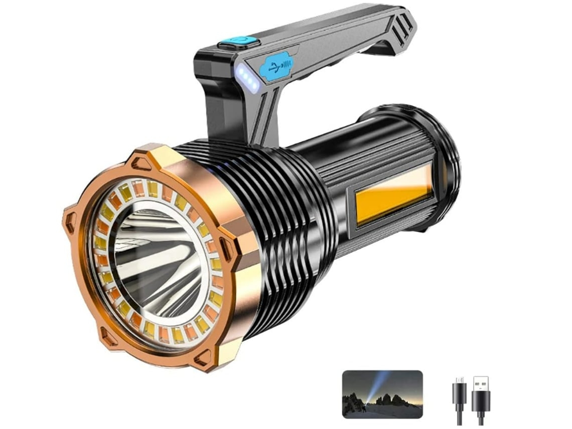 Linterna LED recargable, potente, para camping, recargable, 8 modos, color negro, Yunzii