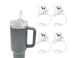 KOFIHETY Tapa Canudos de Fantasma, 4 Unidades, Silicona, Compatibles con Stanley Cup 30 40 oz, Accesorios Divertidos para Vasos