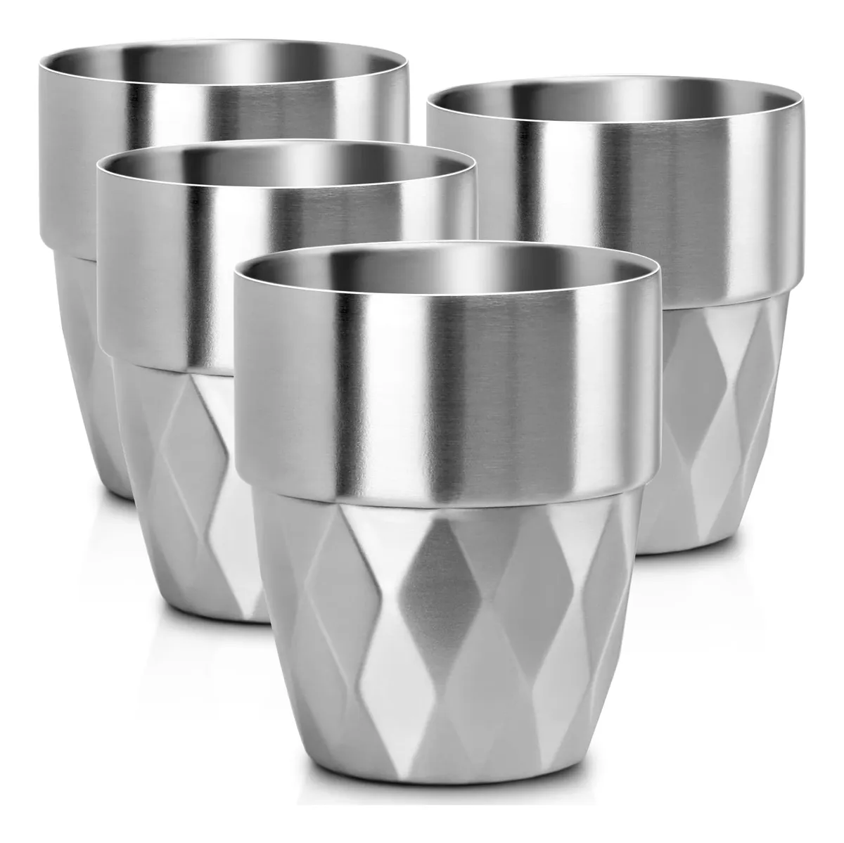 Taza de acero inoxidable Beasea, juego de 4 tazas Slowmoose
