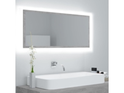 Espejo De Baño Led Acrílico Gris Hormigón 100x8,5x37 Cm