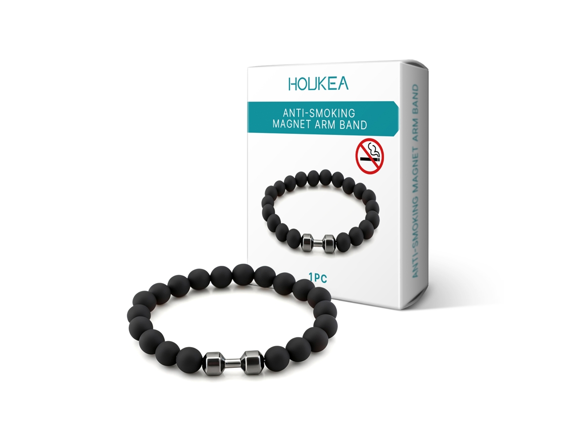 Pulsera antihumo hecha de piedra volcánica.