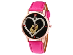 Reloj Analógico De Cuarzo Unisex De Moda Para Hombres, Mujeres Y Estudiantes - Rojo Rosa