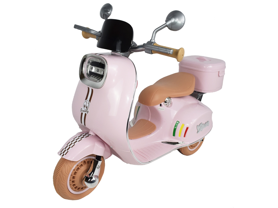 TWINLY Moto Eléctrica para niños SCOOTLY Motocicleta Infantil con Mando a Distancia- Cargador y batería 6V hasta 40min Acelerador de Pedal Maletero, USB, luz y MP3 Bluetooth