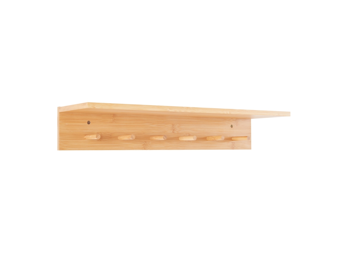 Perchero de pared Fjord 6 ganchos bambú 59x17x10cm - Natural [EN.CASA]