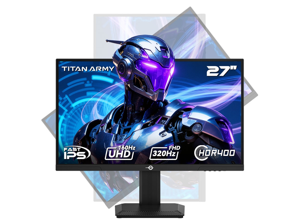 Monitor para juegos Titan Army P2712v de 27 pulgadas, 4K UHD, 160 Hz, FHD, 320 Hz, 1 ms, IPS, AMD FreeSync Premium