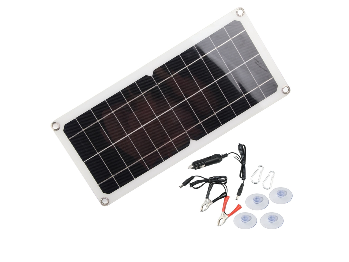 Panel Solar Monocristalino De 10 W Y 12 V Con Cargador Usb Y Pinza De Cocodrilo Para Coches Y Baterías.