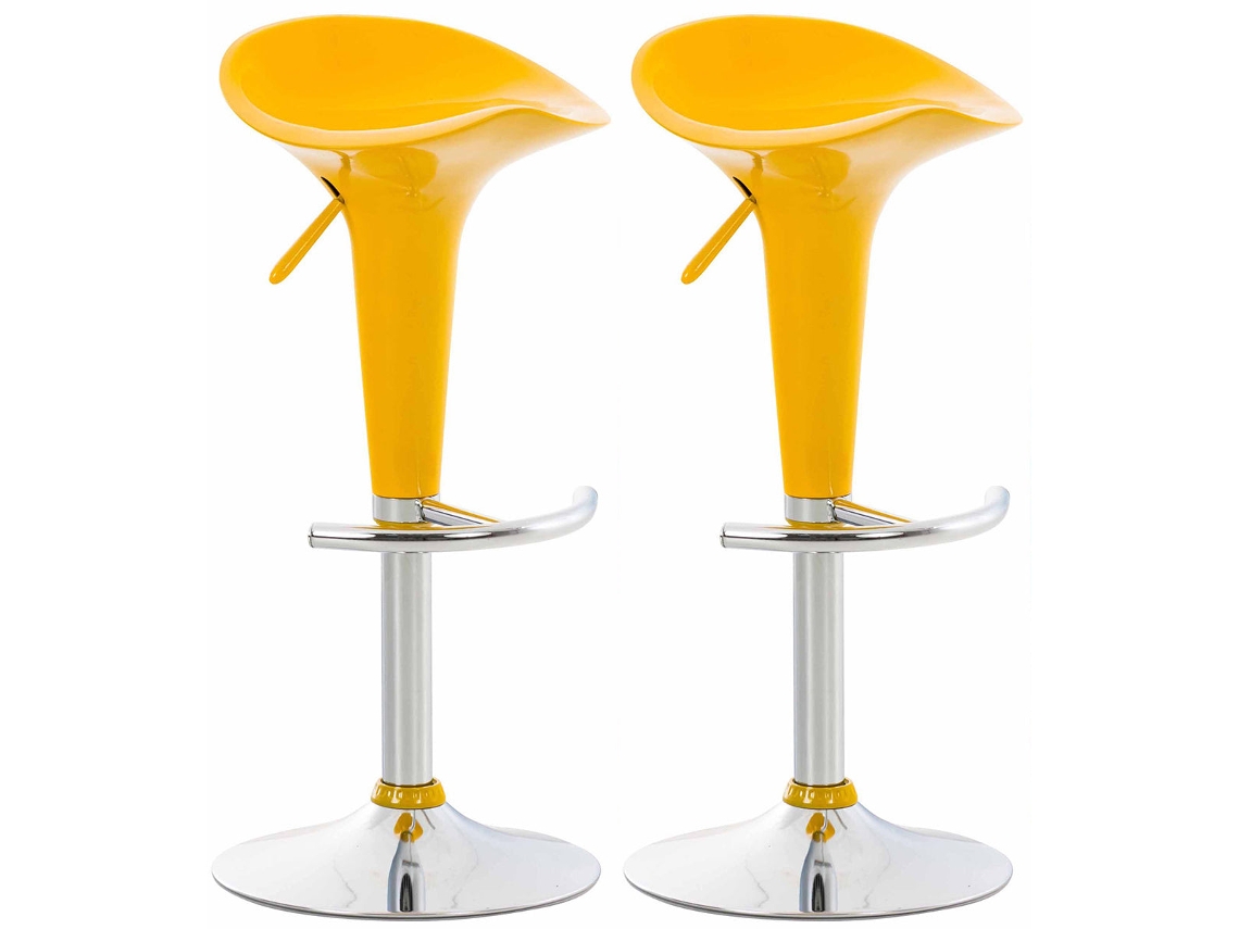 Juego de 2 taburetes de bar giratorios y regulables en altura, de color amarillo, de diseño Tdb10026