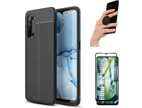 Carcasa, Protector y Popsocket Oppo Find X2 LITE Rugged Leather Negro