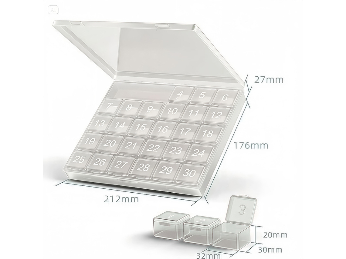 Organizador de pastillas CHRUI de 4 semanas con compartimentos grandes, libre de BPA (blanco)