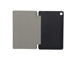 Funda para tableta con refuerzo en las 4 esquinas, soporte estable y cubierta protectora en negro y dorado claro.