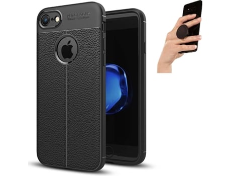 Carcasa + Popsocket iPhone 8 Rugged Leather Negro