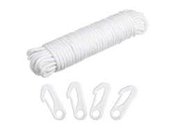 Cuerda de driza para asta de bandera de 50 pies x 1/4 de pulgada con 4 clips para asta de bandera al aire libre