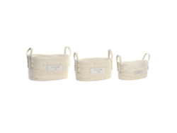 Set 3 Cesta Fibra Algodon Natural 34x23x20cm