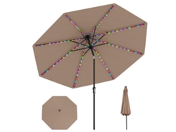 Sombrilla Terraza Exterior Costway Parasol Jardin Con 96 Luces Led (3 X 3 M - Poliéster - Café)