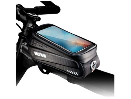 Bolsa para cuadro de bicicleta Bolsa impermeable para soporte de teléfono para bicicleta Bolsa para bicicleta de gran capacidad Negro BISBISOUS