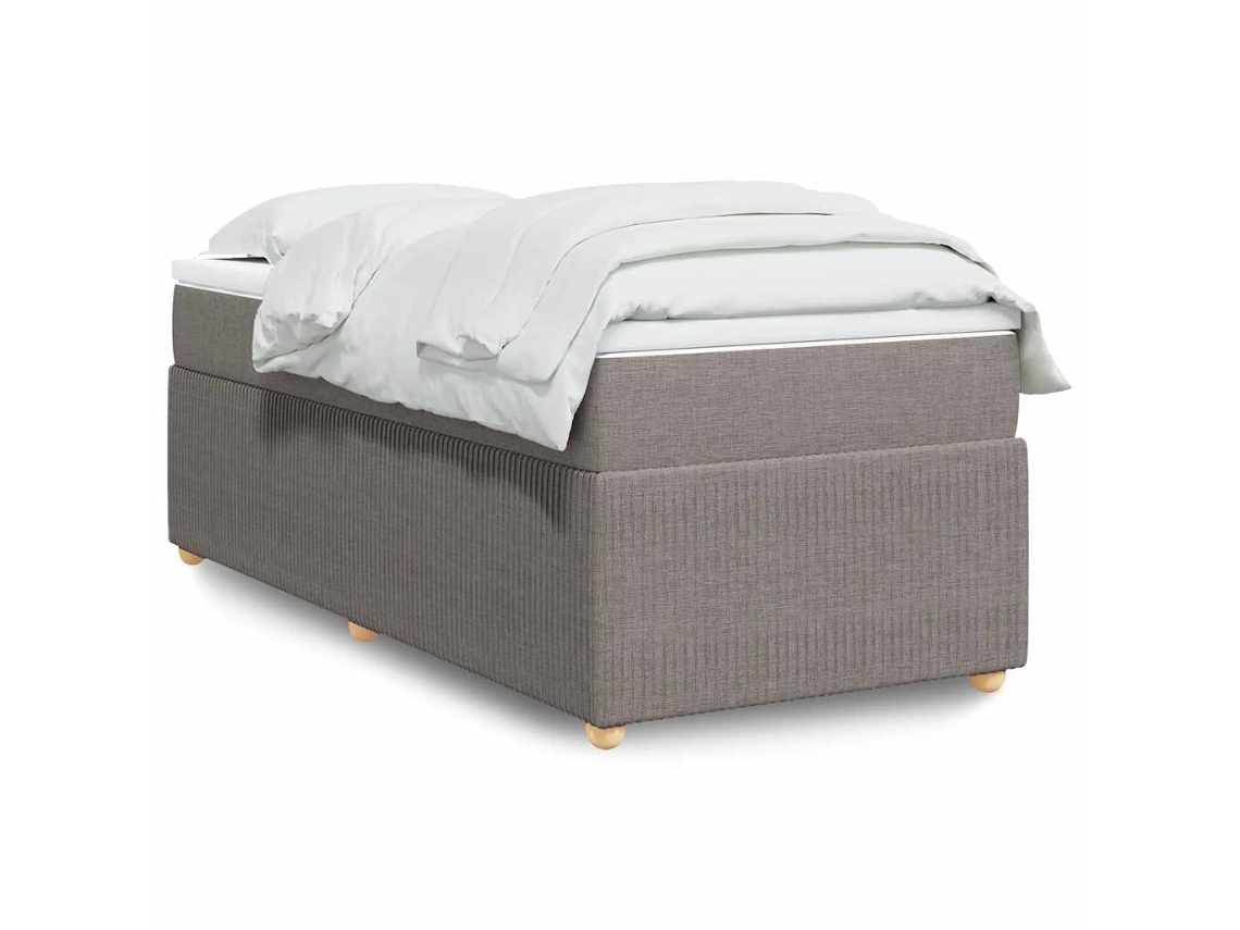 Cama Box Spring Con Colchón Tela Gris Taupe 90x190 Cm