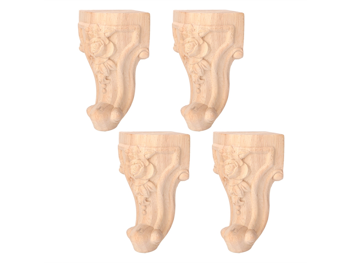 Baok - 4 piezas de patas de muebles grabadas, patas de armario, mesa, sofá, estilo europeo (12x6cm)