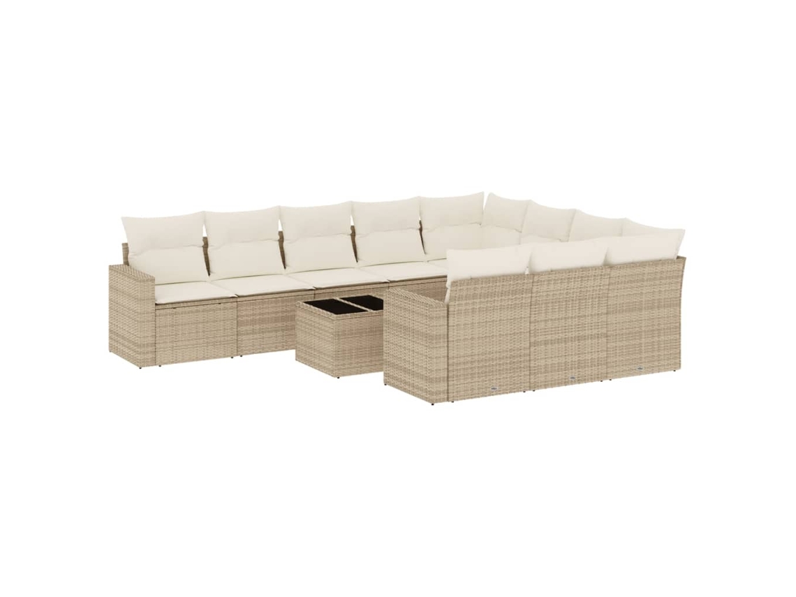 Maison Exclusive - Set De Sofás De Jardín 11pzas Con Cojines Ratán Sintético Beige