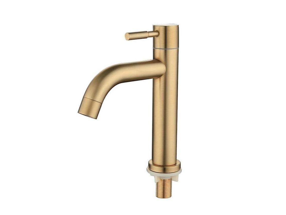 Grifo Monomando De Agua Fría Para Lavabo, De Color Dorado, Fabricado En Acero Inoxidable 304, Para Baño O Cocina.