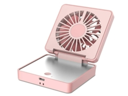 Mini ventilador portátil 2 en 1, plegable, con espejo de maquillaje, recargable por USB, 2 ajustes, giratorio 170°, Yizhood (rosa)