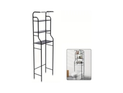 Estante sobre mueble de baño inodoro, estante para guardar ropa, color negro, 166x47x25 cm Coshano