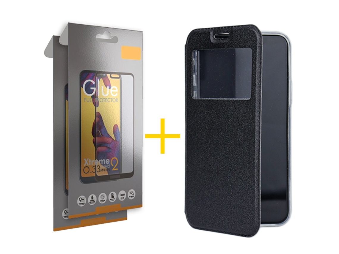 Pack 2 X Película de Vidrio Templado Full Funda SKYHE por Samsung Galaxy S23 Flip Cover Gandy Negro SKYHE