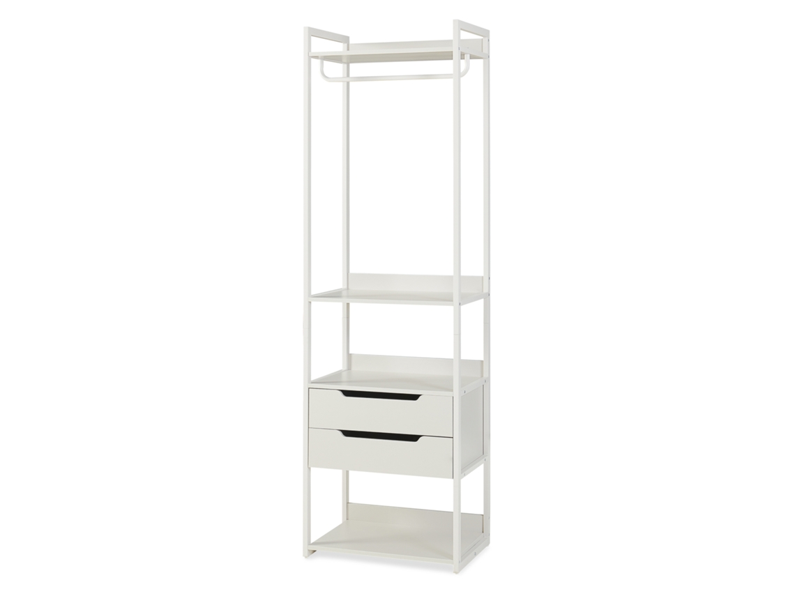 Perchero de pie Jässaatka con 1 barra para colgar, 2 cajones y 4 estantes, acero, 200x61x40 cm, gris, [EN.CASA]
