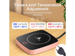 Calentador de tazas Digitallab con temperatura ajustable y temperatura constante de 55 grados (rosa)