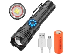 Linterna Led Xhp99 10000lumens Recargable 5modos Zoomable Ipx8 Camping/aire Libre/dentro Casa Negra Yizhood