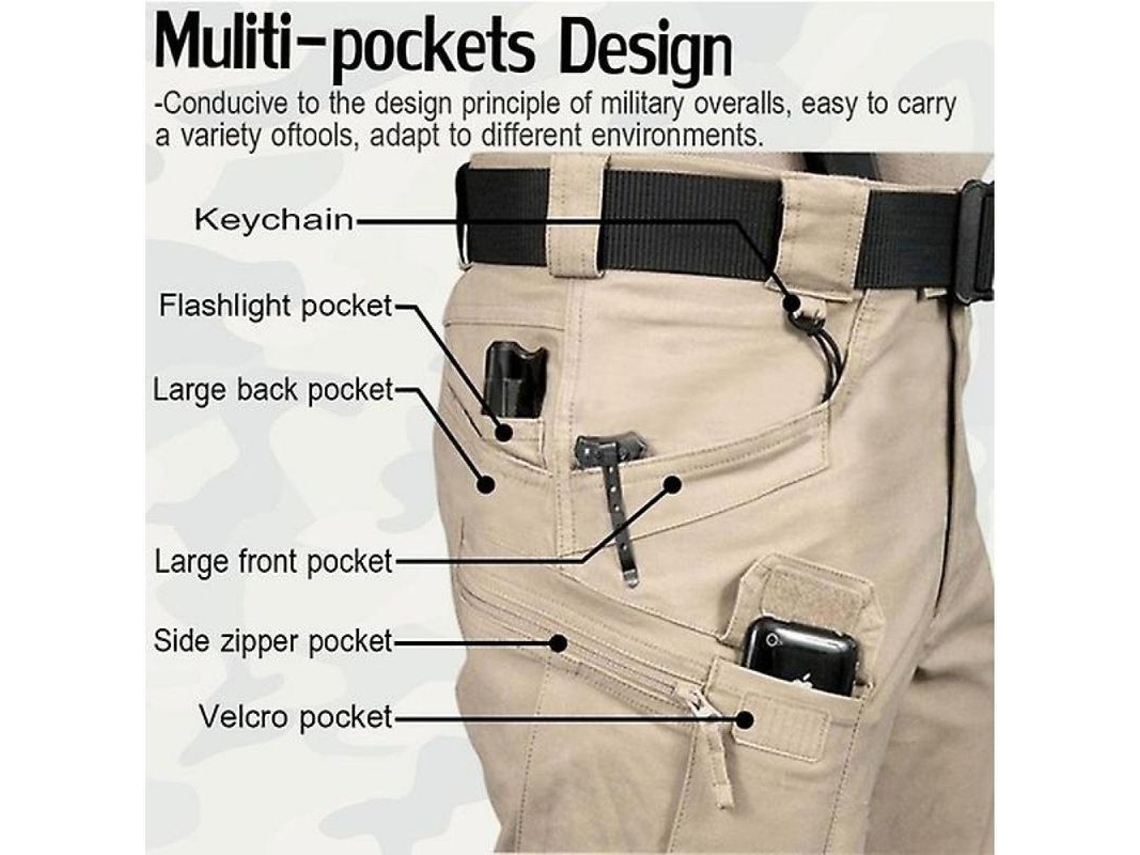 Pantalones Tácticos Cargo Para Hombre, Swat, Outdoor, Trekking, Múltiples Bolsillos, Entrenamiento, Resistentes M Kaki