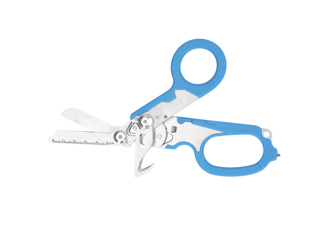 Tijeras Plegables De Acero Inoxidable Con Cuchilla Y Escala Transparente Para Camping Y Viajes - Azul