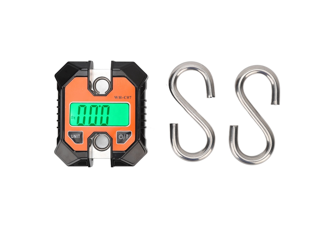 Balanza digital portátil para pesca de 0,2 a 100 kg con pantalla LCD iluminada.