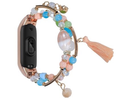 Correa metal + ágata cuentas de ágata para Xiaomi Mi Band 7 - rosa
