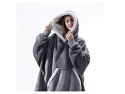 Rebe-chaqueta Oversize De Lana Suave Con Capucha Y Bolsillo Para Invierno Sve Negro
