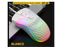 Ratón para juegos con cable (blanco), retroiluminación LED con efecto de respiración, interfaz USB.