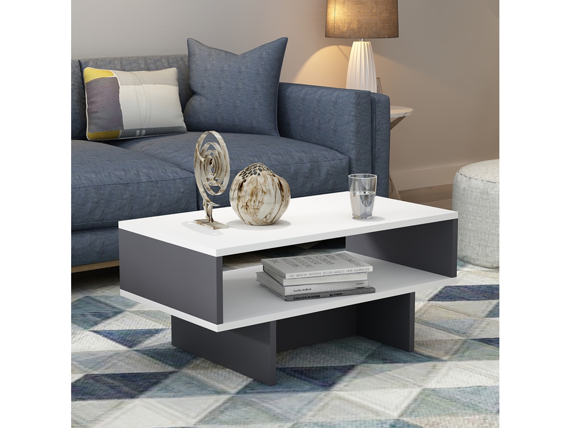 Mesa de Centro [EN.CASA] (Gris - Aglomerado de Madera - 36,4 x 80 x 45 cm)