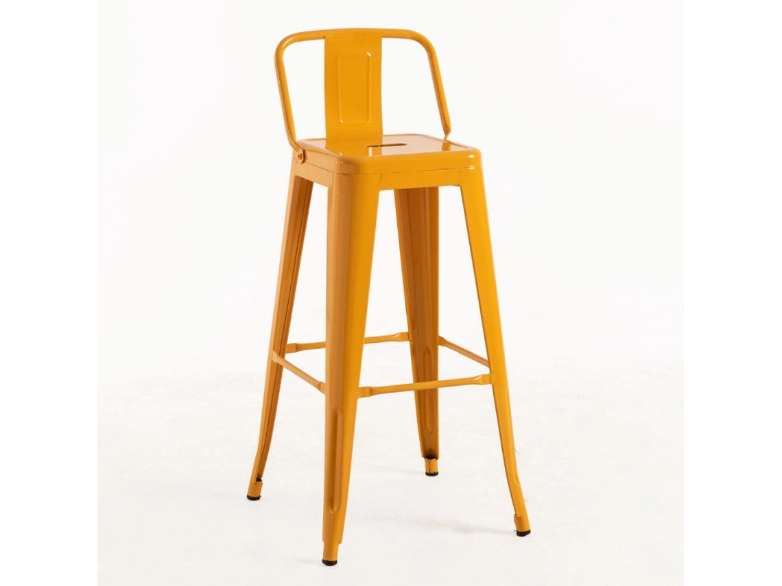 DUDECOR Taburete Leeds Con Respaldo Naranja