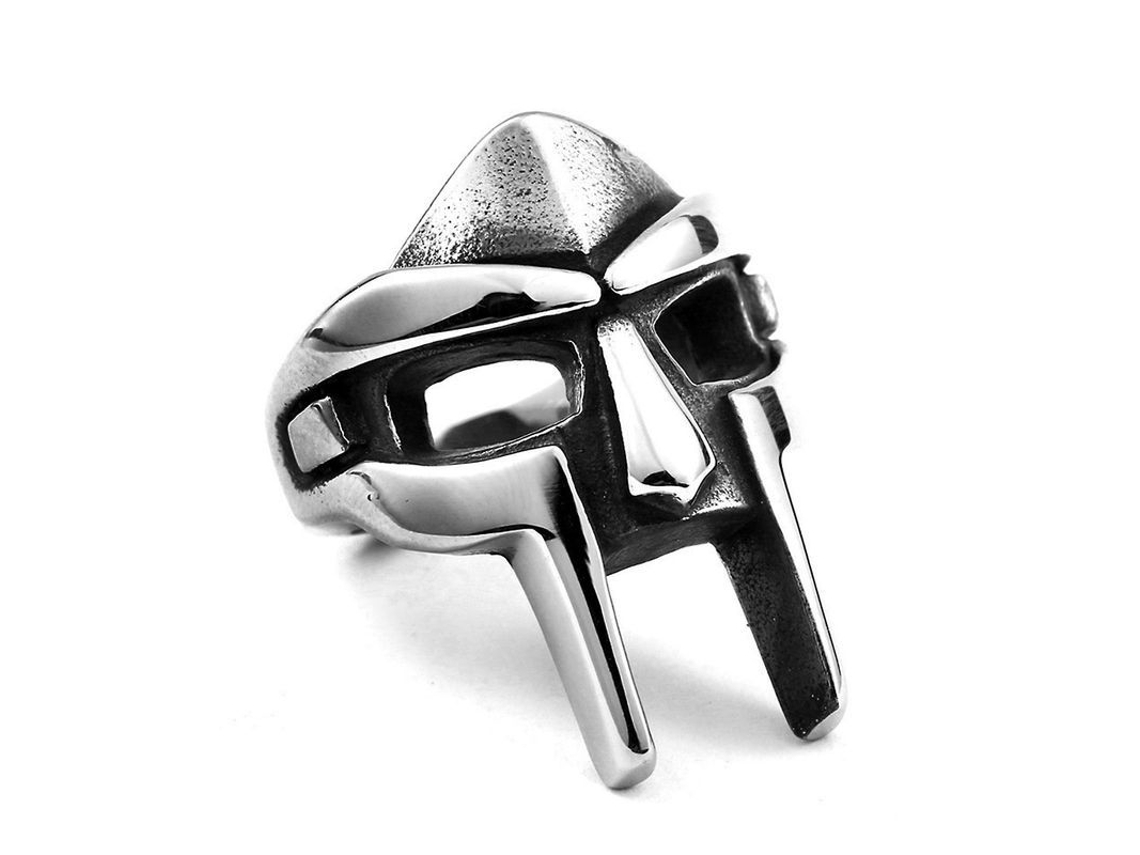 Anillo Estilo Gladiador, Máscara De Doom, Metal De Acero Inoxidable Plateado, Tallas 7-14, Talla Única.