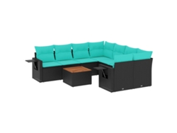 Maison Exclusive - Conjunto De Sofá De Jardín De 9 Piezas Con Cojines, De Poliratán Negro