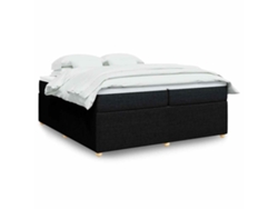 Cama Box Spring Con Colchón Tela Negro 200x200 Cm