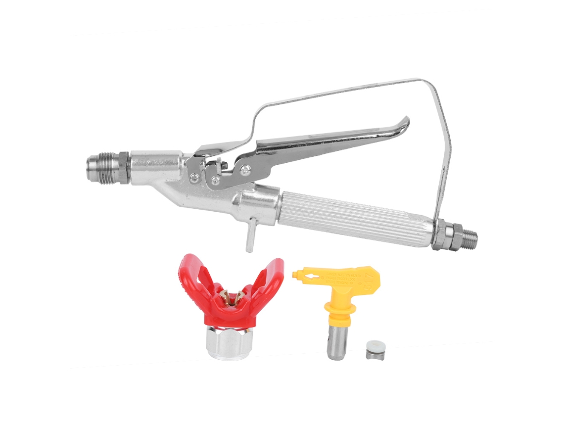Pistola De Pintura Aérea Sem Ar De Alta Pressão Vara Reta Ergonômica Aço Inox G1/4 Polegada